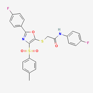 molecular formula C24H18F2N2O4S2 B11440104 N-(4-fluorophenyl)-2-({2-(4-fluorophenyl)-4-[(4-methylphenyl)sulfonyl]-1,3-oxazol-5-yl}sulfanyl)acetamide 
