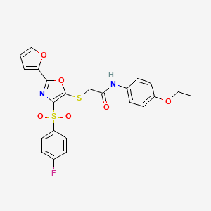 molecular formula C23H19FN2O6S2 B11440321 N-(4-ethoxyphenyl)-2-({4-[(4-fluorophenyl)sulfonyl]-2-(furan-2-yl)-1,3-oxazol-5-yl}sulfanyl)acetamide 