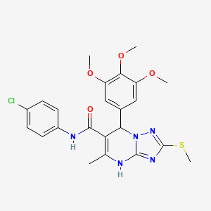 molecular formula C23H24ClN5O4S B11440372 N-(4-chlorophenyl)-5-methyl-2-(methylsulfanyl)-7-(3,4,5-trimethoxyphenyl)-4,7-dihydro[1,2,4]triazolo[1,5-a]pyrimidine-6-carboxamide 