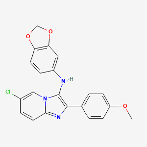 molecular formula C21H16ClN3O3 B11440382 N-(1,3-benzodioxol-5-yl)-6-chloro-2-(4-methoxyphenyl)imidazo[1,2-a]pyridin-3-amine 