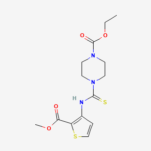 molecular formula C14H19N3O4S2 B11440413 Ethyl 4-{[2-(methoxycarbonyl)thiophen-3-yl]carbamothioyl}piperazine-1-carboxylate 
