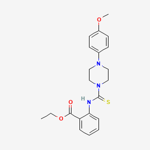 molecular formula C21H25N3O3S B11440422 Ethyl 2-({[4-(4-methoxyphenyl)piperazin-1-yl]carbonothioyl}amino)benzoate 
