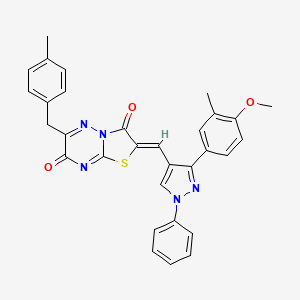 molecular formula C31H25N5O3S B11440563 (2Z)-2-{[3-(4-methoxy-3-methylphenyl)-1-phenyl-1H-pyrazol-4-yl]methylidene}-6-(4-methylbenzyl)-7H-[1,3]thiazolo[3,2-b][1,2,4]triazine-3,7(2H)-dione 