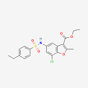 molecular formula C20H20ClNO5S B11440568 Ethyl 7-chloro-5-(4-ethylbenzenesulfonamido)-2-methyl-1-benzofuran-3-carboxylate 