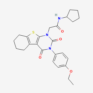 molecular formula C25H29N3O4S B11440912 N-cyclopentyl-2-[3-(4-ethoxyphenyl)-2,4-dioxo-3,4,5,6,7,8-hexahydro[1]benzothieno[2,3-d]pyrimidin-1(2H)-yl]acetamide 