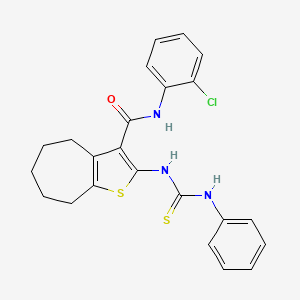 molecular formula C23H22ClN3OS2 B11440935 N-(2-chlorophenyl)-2-[(phenylcarbamothioyl)amino]-5,6,7,8-tetrahydro-4H-cyclohepta[b]thiophene-3-carboxamide 