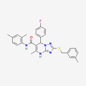 molecular formula C29H28FN5OS B11441011 N-(2,4-dimethylphenyl)-7-(4-fluorophenyl)-5-methyl-2-[(3-methylbenzyl)sulfanyl]-4,7-dihydro[1,2,4]triazolo[1,5-a]pyrimidine-6-carboxamide 