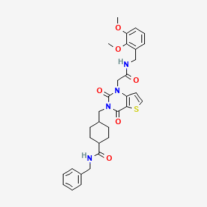 molecular formula C32H36N4O6S B11441050 N-benzyl-4-((1-(2-((2,3-dimethoxybenzyl)amino)-2-oxoethyl)-2,4-dioxo-1,2-dihydrothieno[3,2-d]pyrimidin-3(4H)-yl)methyl)cyclohexanecarboxamide 