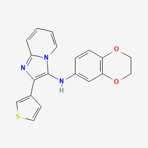 molecular formula C19H15N3O2S B11441112 N-(2,3-dihydro-1,4-benzodioxin-6-yl)-2-(thiophen-3-yl)imidazo[1,2-a]pyridin-3-amine 