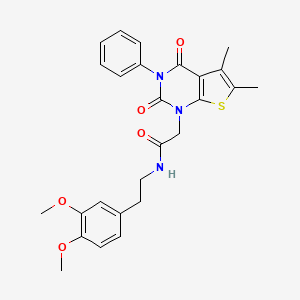 molecular formula C26H27N3O5S B11441160 N-[2-(3,4-dimethoxyphenyl)ethyl]-2-{5,6-dimethyl-2,4-dioxo-3-phenyl-1H,2H,3H,4H-thieno[2,3-d]pyrimidin-1-yl}acetamide 