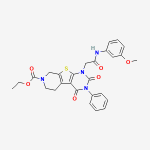 molecular formula C27H26N4O6S B11441233 ethyl 6-[2-(3-methoxyanilino)-2-oxoethyl]-3,5-dioxo-4-phenyl-8-thia-4,6,11-triazatricyclo[7.4.0.02,7]trideca-1(9),2(7)-diene-11-carboxylate 