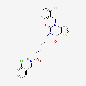 molecular formula C26H25Cl2N3O3S B11441243 N-(2-chlorobenzyl)-6-[1-(2-chlorobenzyl)-2,4-dioxo-1,4-dihydrothieno[3,2-d]pyrimidin-3(2H)-yl]hexanamide 