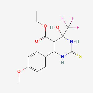 molecular formula C15H17F3N2O4S B11441293 Ethyl 4-hydroxy-6-(4-methoxyphenyl)-2-sulfanylidene-4-(trifluoromethyl)-1,3-diazinane-5-carboxylate 
