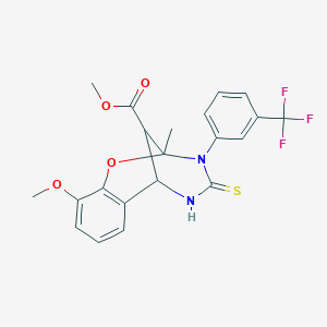 molecular formula C21H19F3N2O4S B11441301 methyl 10-methoxy-2-methyl-4-thioxo-3-[3-(trifluoromethyl)phenyl]-3,4,5,6-tetrahydro-2H-2,6-methano-1,3,5-benzoxadiazocine-11-carboxylate 