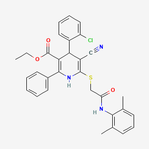 molecular formula C31H28ClN3O3S B11441318 Ethyl 4-(2-chlorophenyl)-5-cyano-6-({2-[(2,6-dimethylphenyl)amino]-2-oxoethyl}sulfanyl)-2-phenyl-1,4-dihydropyridine-3-carboxylate 