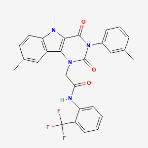 molecular formula C28H23F3N4O3 B11441361 2-(5,8-dimethyl-2,4-dioxo-3-(m-tolyl)-2,3,4,5-tetrahydro-1H-pyrimido[5,4-b]indol-1-yl)-N-(2-(trifluoromethyl)phenyl)acetamide 