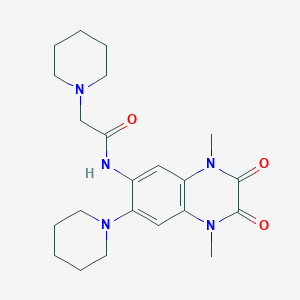molecular formula C22H31N5O3 B11441447 N-[1,4-dimethyl-2,3-dioxo-7-(piperidin-1-yl)-1,2,3,4-tetrahydroquinoxalin-6-yl]-2-(piperidin-1-yl)acetamide 