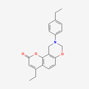 molecular formula C21H21NO3 B11441535 4-ethyl-9-(4-ethylphenyl)-9,10-dihydro-2H,8H-chromeno[8,7-e][1,3]oxazin-2-one 