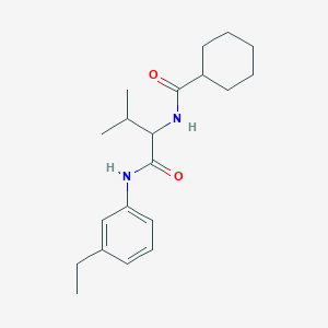 molecular formula C20H30N2O2 B11441617 N-{1-[(3-ethylphenyl)amino]-3-methyl-1-oxobutan-2-yl}cyclohexanecarboxamide 
