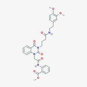 molecular formula C32H34N4O8 B11441785 Methyl 2-{2-[3-(3-{[2-(3,4-dimethoxyphenyl)ethyl]carbamoyl}propyl)-2,4-dioxo-1,2,3,4-tetrahydroquinazolin-1-yl]acetamido}benzoate 