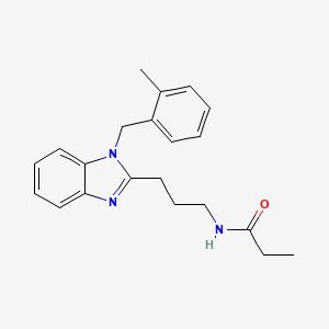 molecular formula C21H25N3O B11441794 N-{3-[1-(2-methylbenzyl)-1H-benzimidazol-2-yl]propyl}propanamide 