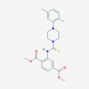 molecular formula C23H27N3O4S B11442265 Dimethyl 2-({[4-(2,5-dimethylphenyl)piperazin-1-yl]carbonothioyl}amino)benzene-1,4-dicarboxylate 
