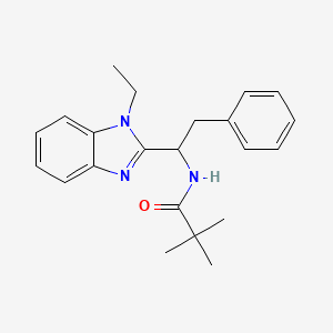 molecular formula C22H27N3O B11442341 N-[1-(1-ethyl-1H-benzimidazol-2-yl)-2-phenylethyl]-2,2-dimethylpropanamide 