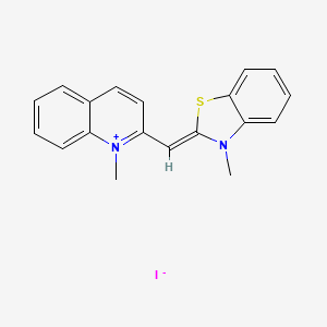 molecular formula C19H17IN2S B1144243 Quinolinium,1-methyl-2-[(3-methyl-2(3H)-benzothiazolylidene)methyl]-, iodide (1:1) CAS No. 16768-72-2