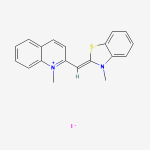 molecular formula C19H17IN2S B1144243 1-Methyl-2-((3-methyl-3H-benzothiazol-2-ylidene)methyl)quinoliniumiodide CAS No. 16768-72-2