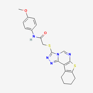 molecular formula C20H19N5O2S2 B11442510 N-(4-methoxyphenyl)-2-{10-thia-3,4,6,8-tetraazatetracyclo[7.7.0.0^{2,6}.0^{11,16}]hexadeca-1(9),2,4,7,11(16)-pentaen-5-ylsulfanyl}acetamide 