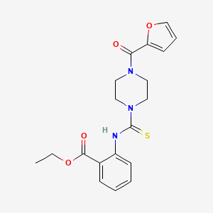 molecular formula C19H21N3O4S B11442605 Ethyl 2-{[4-(furan-2-carbonyl)piperazine-1-carbothioyl]amino}benzoate 