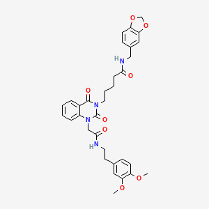 molecular formula C33H36N4O8 B11442678 N-[(2H-1,3-benzodioxol-5-yl)methyl]-5-[1-({[2-(3,4-dimethoxyphenyl)ethyl]carbamoyl}methyl)-2,4-dioxo-1,2,3,4-tetrahydroquinazolin-3-yl]pentanamide 