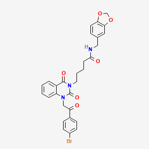 molecular formula C29H26BrN3O6 B11442722 N-(1,3-benzodioxol-5-ylmethyl)-5-[1-[2-(4-bromophenyl)-2-oxoethyl]-2,4-dioxo-1,4-dihydroquinazolin-3(2H)-yl]pentanamide 
