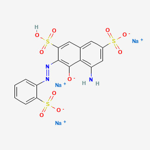 molecular formula C16H10N3NaO10S3-2 B1144275 Trisodium;4-amino-5-oxido-7-sulfo-6-[(2-sulfonatophenyl)diazenyl]naphthalene-2-sulfonate CAS No. 16768-46-0
