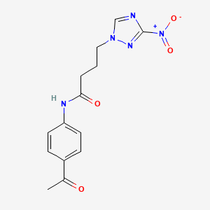 molecular formula C14H15N5O4 B11443223 N-(4-acetylphenyl)-4-(3-nitro-1H-1,2,4-triazol-1-yl)butanamide 