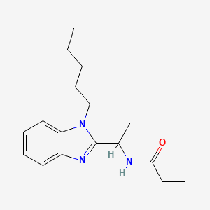 molecular formula C17H25N3O B11443482 N-[1-(1-pentyl-1H-benzimidazol-2-yl)ethyl]propanamide 
