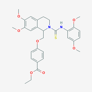 molecular formula C30H34N2O7S B11443525 Ethyl 4-({2-[(2,5-dimethoxyphenyl)carbamothioyl]-6,7-dimethoxy-1,2,3,4-tetrahydroisoquinolin-1-YL}methoxy)benzoate 