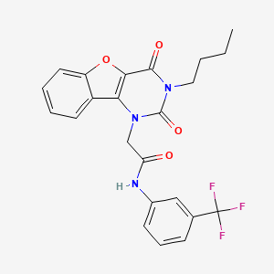 molecular formula C23H20F3N3O4 B11443614 2-(3-butyl-2,4-dioxo-3,4-dihydrobenzofuro[3,2-d]pyrimidin-1(2H)-yl)-N-(3-(trifluoromethyl)phenyl)acetamide 