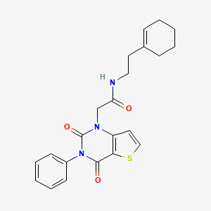 molecular formula C22H23N3O3S B11443746 N-[2-(cyclohex-1-en-1-yl)ethyl]-2-(2,4-dioxo-3-phenyl-3,4-dihydrothieno[3,2-d]pyrimidin-1(2H)-yl)acetamide 