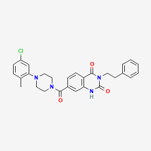 molecular formula C28H27ClN4O3 B11443782 7-(4-(5-chloro-2-methylphenyl)piperazine-1-carbonyl)-3-phenethylquinazoline-2,4(1H,3H)-dione 