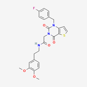 molecular formula C25H24FN3O5S B11443799 N-[2-(3,4-dimethoxyphenyl)ethyl]-2-[1-(4-fluorobenzyl)-2,4-dioxo-1,4-dihydrothieno[3,2-d]pyrimidin-3(2H)-yl]acetamide 
