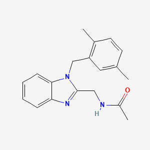 molecular formula C19H21N3O B11443813 N-{[1-(2,5-dimethylbenzyl)-1H-benzimidazol-2-yl]methyl}acetamide 