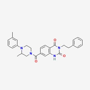 molecular formula C29H30N4O3 B11443932 7-(3-methyl-4-(m-tolyl)piperazine-1-carbonyl)-3-phenethylquinazoline-2,4(1H,3H)-dione 