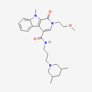 molecular formula C26H36N4O3 B11443974 N-[3-(3,5-Dimethylpiperidin-1-YL)propyl]-2-(2-methoxyethyl)-9-methyl-1-oxo-1H,2H,9H-pyrido[3,4-B]indole-4-carboxamide CAS No. 912879-01-7