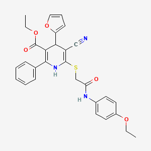 molecular formula C29H27N3O5S B11444024 Ethyl 5-cyano-6-({2-[(4-ethoxyphenyl)amino]-2-oxoethyl}sulfanyl)-4-(furan-2-yl)-2-phenyl-1,4-dihydropyridine-3-carboxylate 