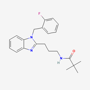 molecular formula C22H26FN3O B11444191 N-{3-[1-(2-fluorobenzyl)-1H-benzimidazol-2-yl]propyl}-2,2-dimethylpropanamide 