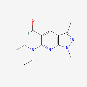 molecular formula C₁₃H₁₈N₄O B1144420 6-(Diethylamino)-1,3-dimethyl-1H-pyrazolo[3,4-b]pyridine-5-carbaldehyde CAS No. 1018497-82-9