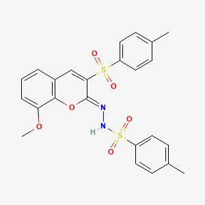 molecular formula C24H22N2O6S2 B11444209 N'-{(2Z)-8-methoxy-3-[(4-methylphenyl)sulfonyl]-2H-chromen-2-ylidene}-4-methylbenzenesulfonohydrazide 