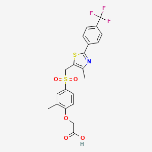 molecular formula C₂₁H₁₈F₃NO₅S₂ B1144422 2-[2-methyl-4-[[4-methyl-2-[4-(trifluoromethyl)phenyl]-1,3-thiazol-5-yl]methylsulfonyl]phenoxy]acetic acid CAS No. 1206891-27-1