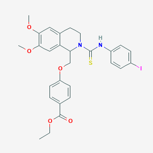molecular formula C28H29IN2O5S B11444233 Ethyl 4-({2-[(4-iodophenyl)carbamothioyl]-6,7-dimethoxy-1,2,3,4-tetrahydroisoquinolin-1-YL}methoxy)benzoate 